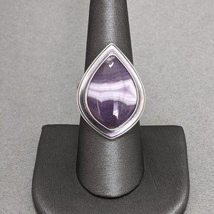 Purple Agate and Silver Ring, Handmade Ring